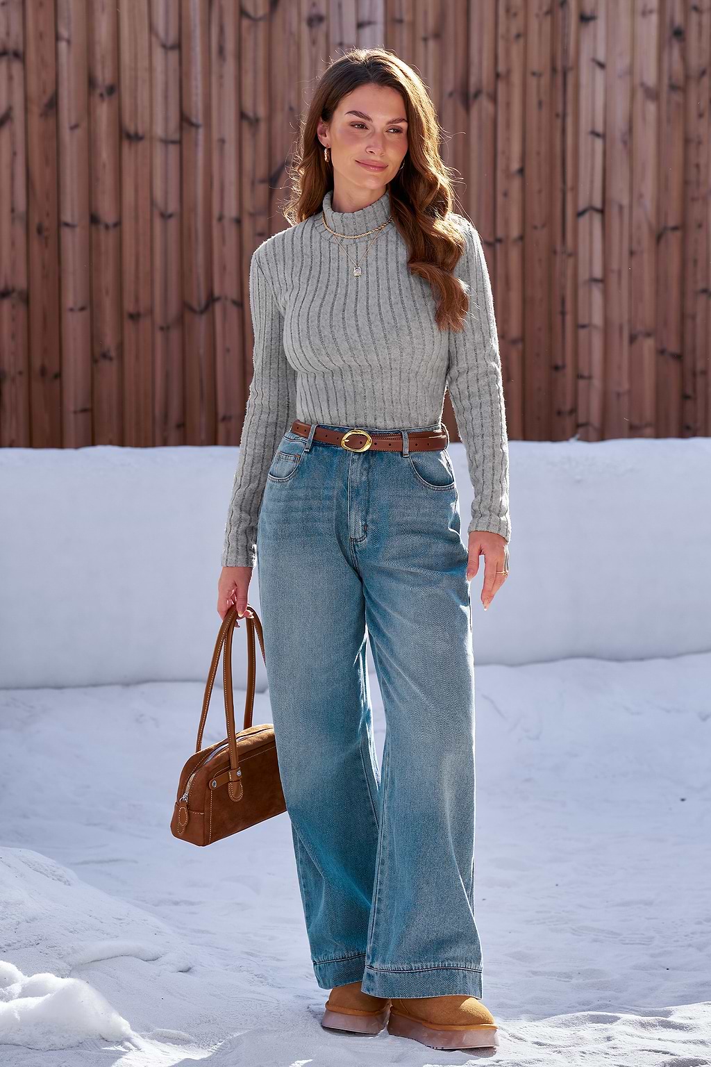 Friday Night Grey Ribbed Thermal Top
