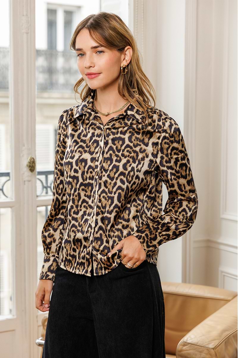 Langarm Bluse mit Tiermuster