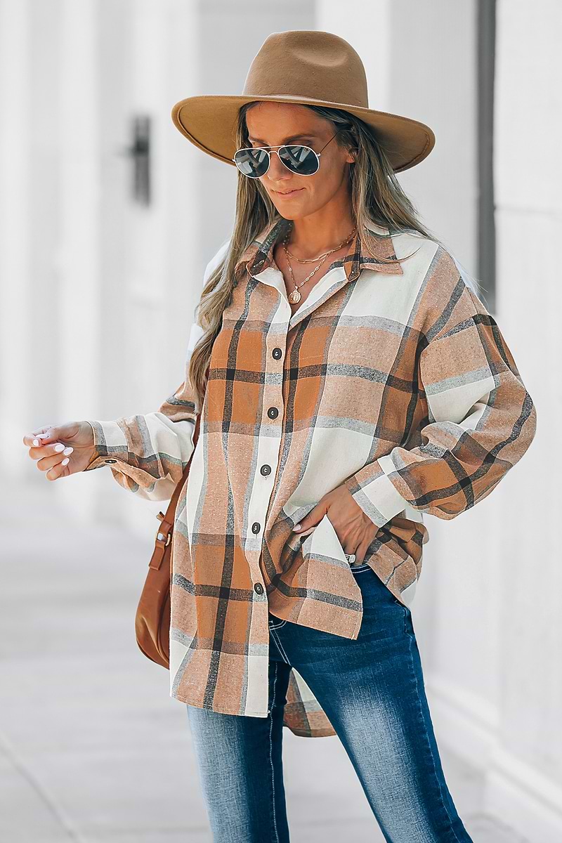 Long Sleeve Plaid Oversized Shirt