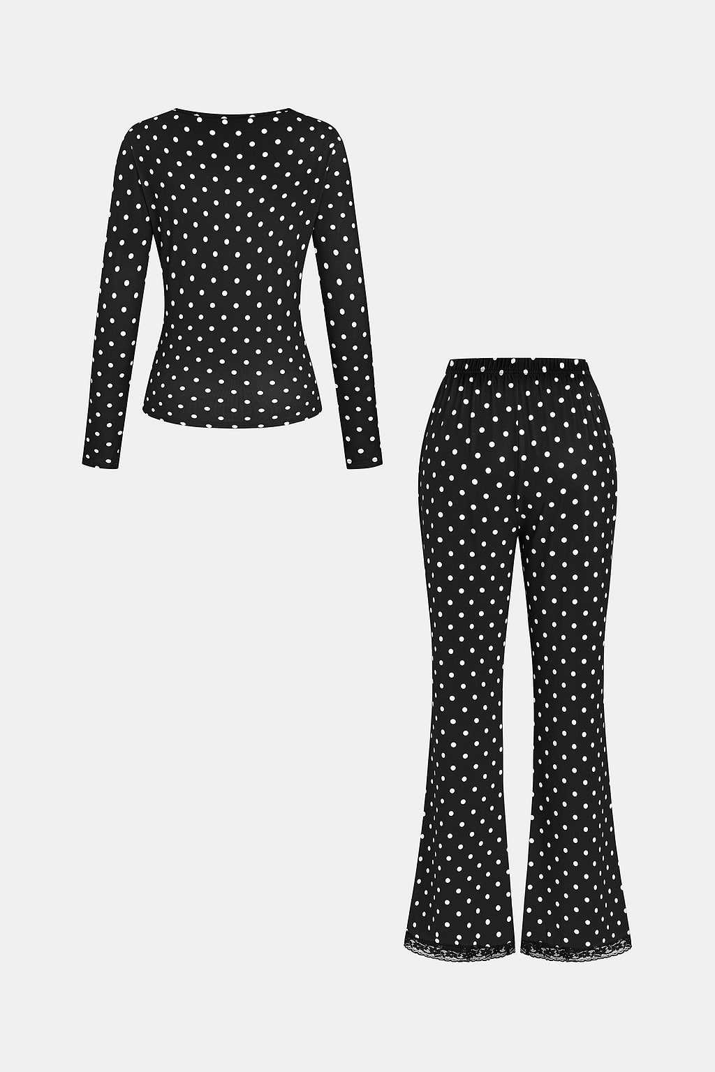 Ensemble de pyjama à pois garniture en dentelle