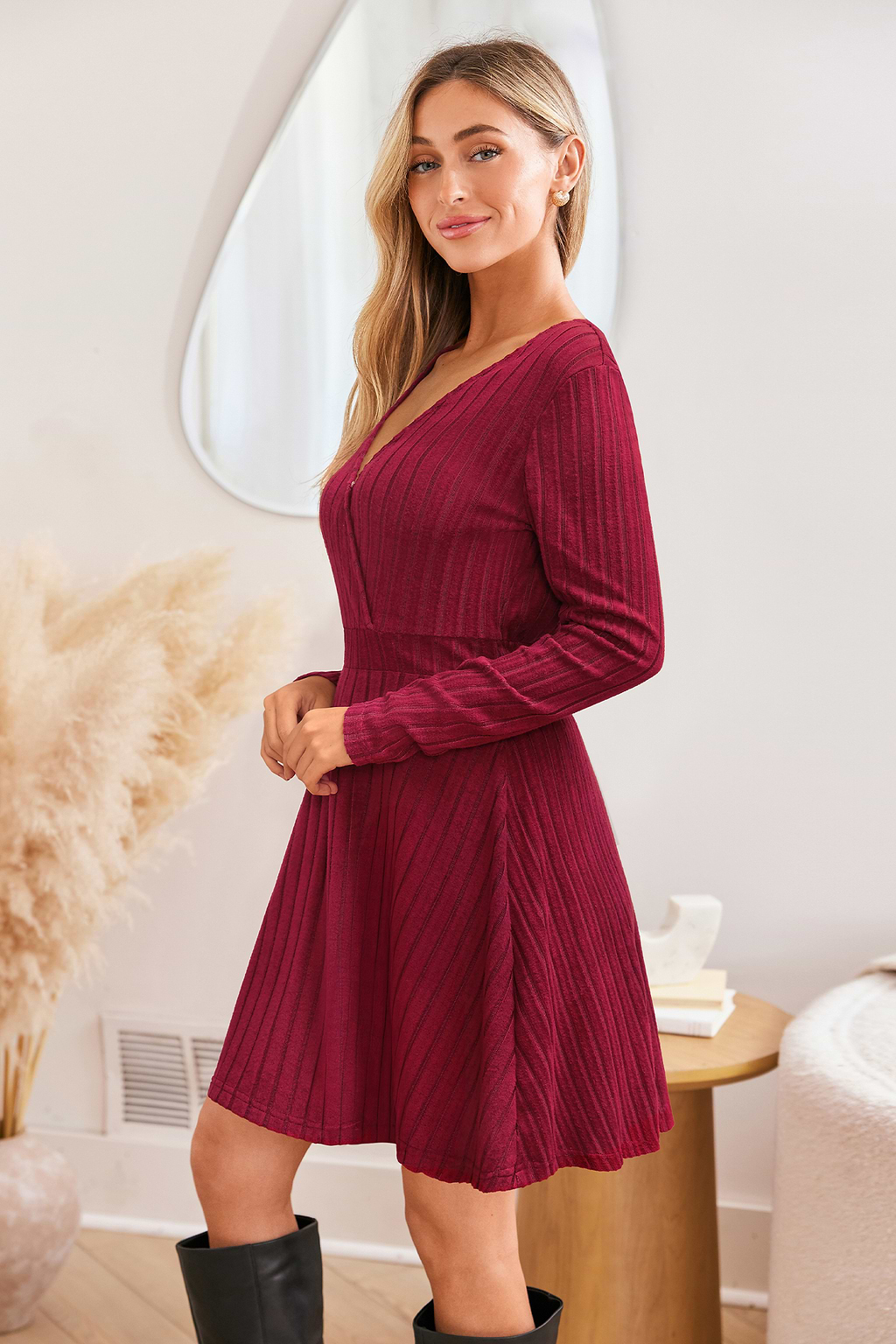 Autumn Berry Red Mini Dress