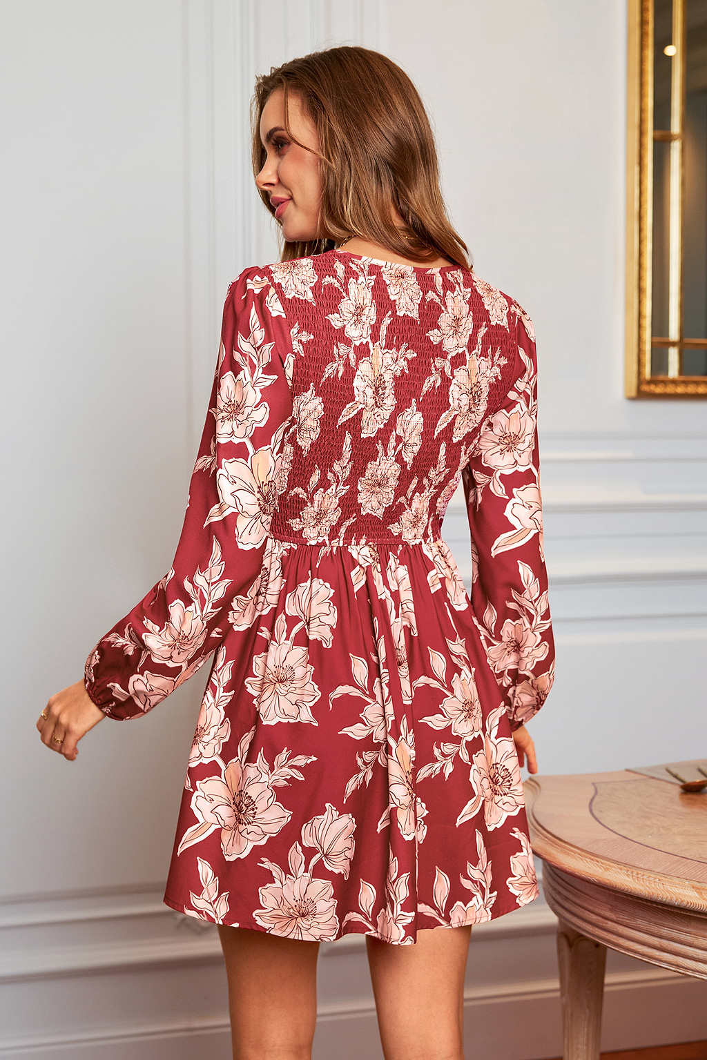 Ruby Blossom Floral Mini Dress