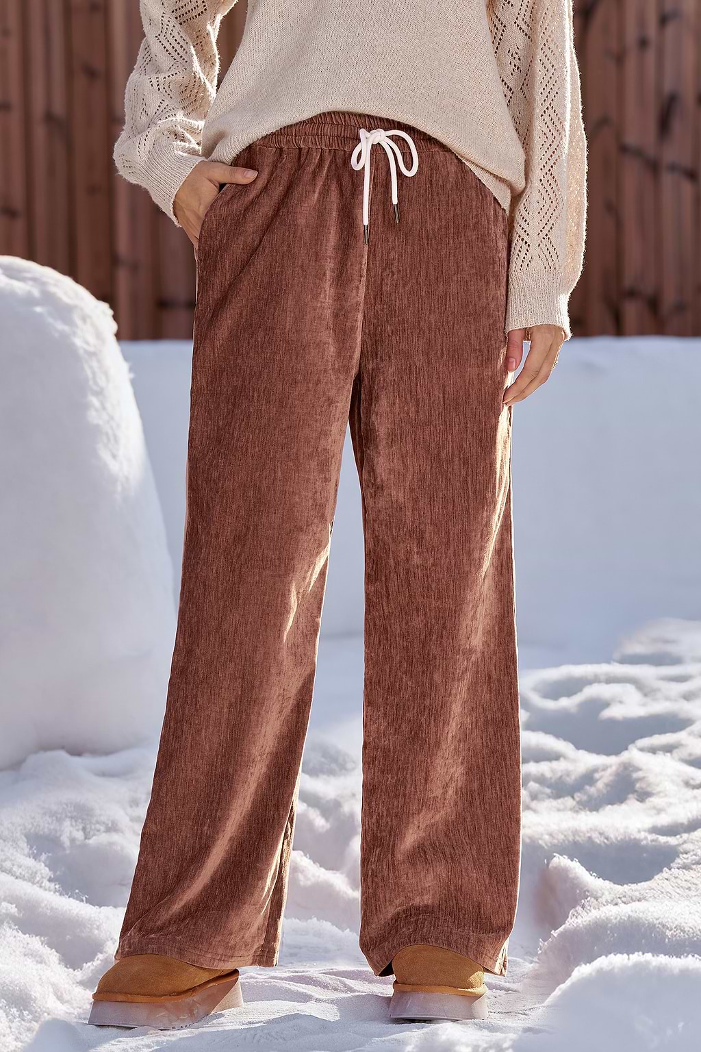 Ballet Ribbon Brown Pants