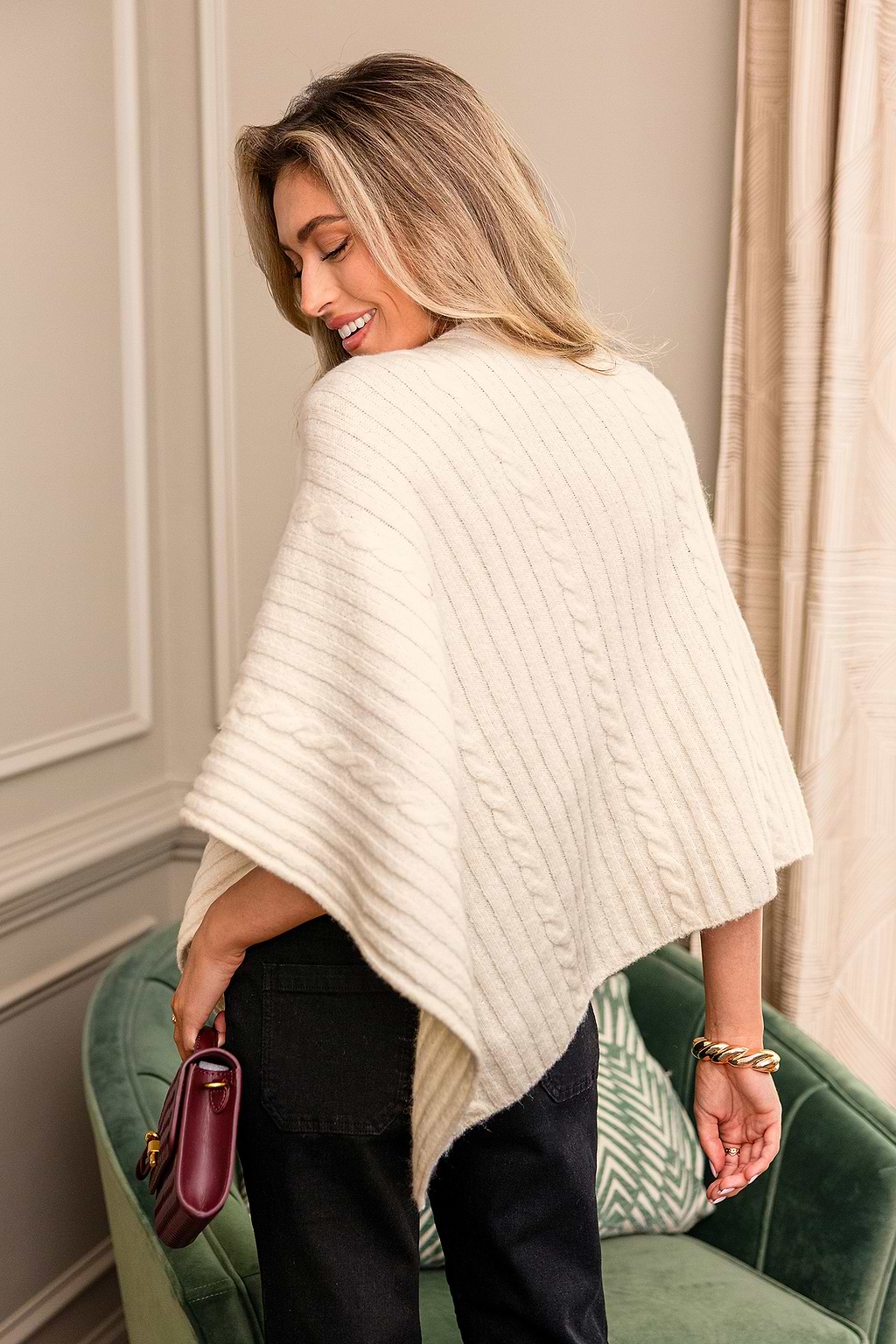 Mademoiselle White Poncho Sweater
