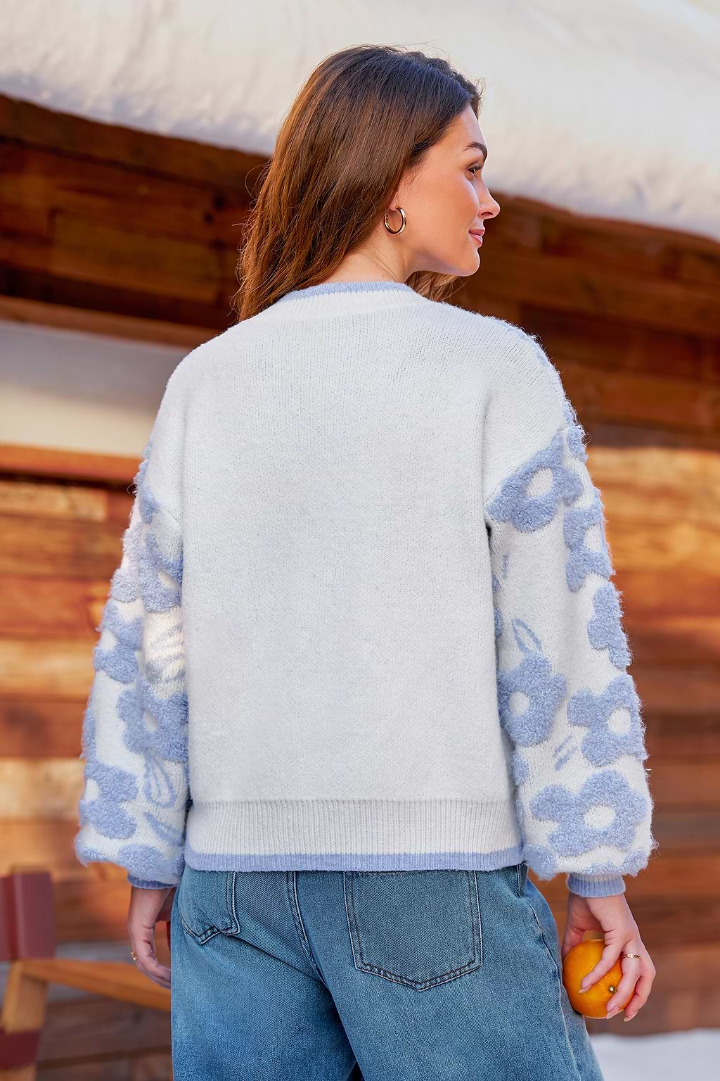 Jacquard Drop Shoulder Knitted Sweater