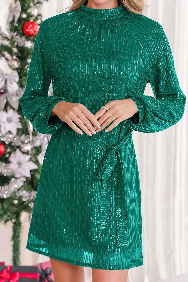 knee length dresses for ladies Lukea Long Sleeve Mini Dress White Petite