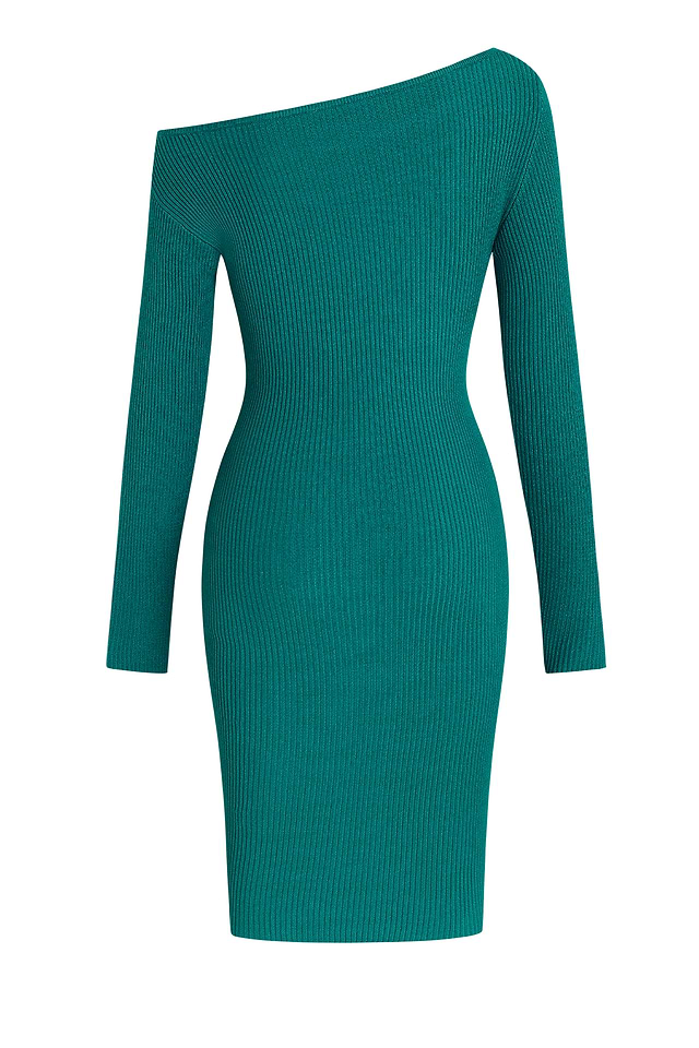 h&m green knit dress H&M Green Ribbed Knit Long Sleeve Fit & Flare Dress Women's Size X-Small  NEW
