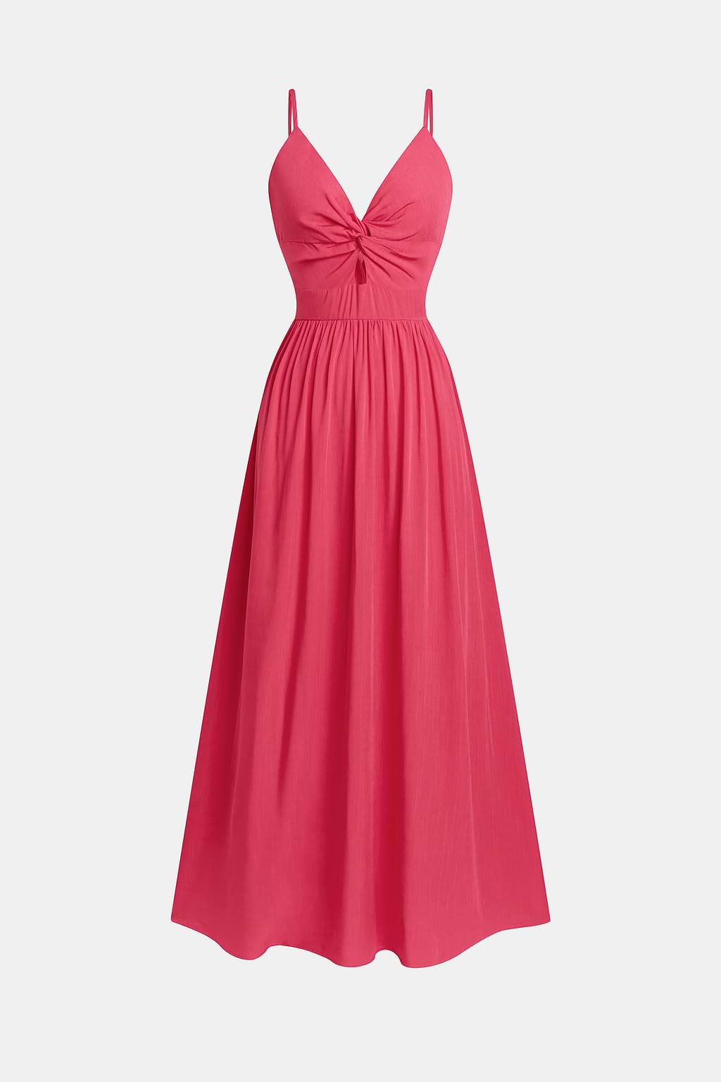 Rosa geknotetes Maxikleid mit Schlüsselloch