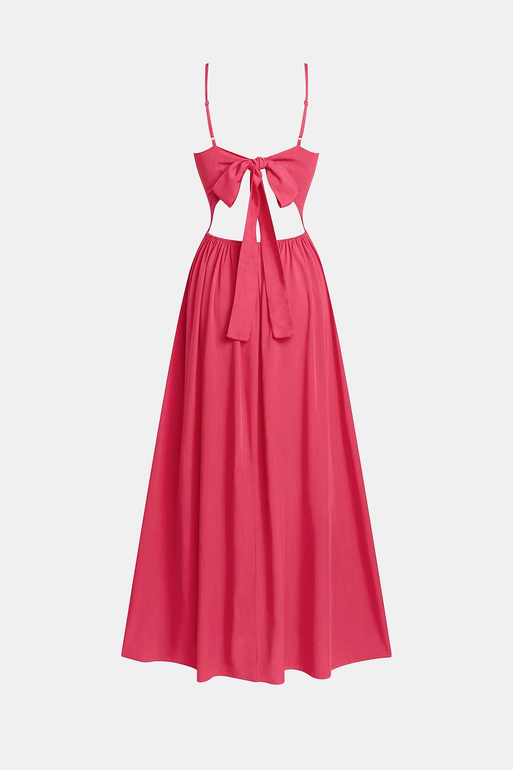 Rosa geknotetes Maxikleid mit Schlüsselloch