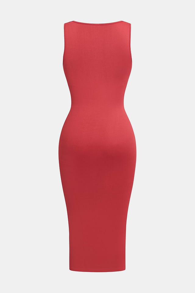 knee length dresses for ladies TA3 Seamed Lushy Midi Dress - Espresso Shine - L