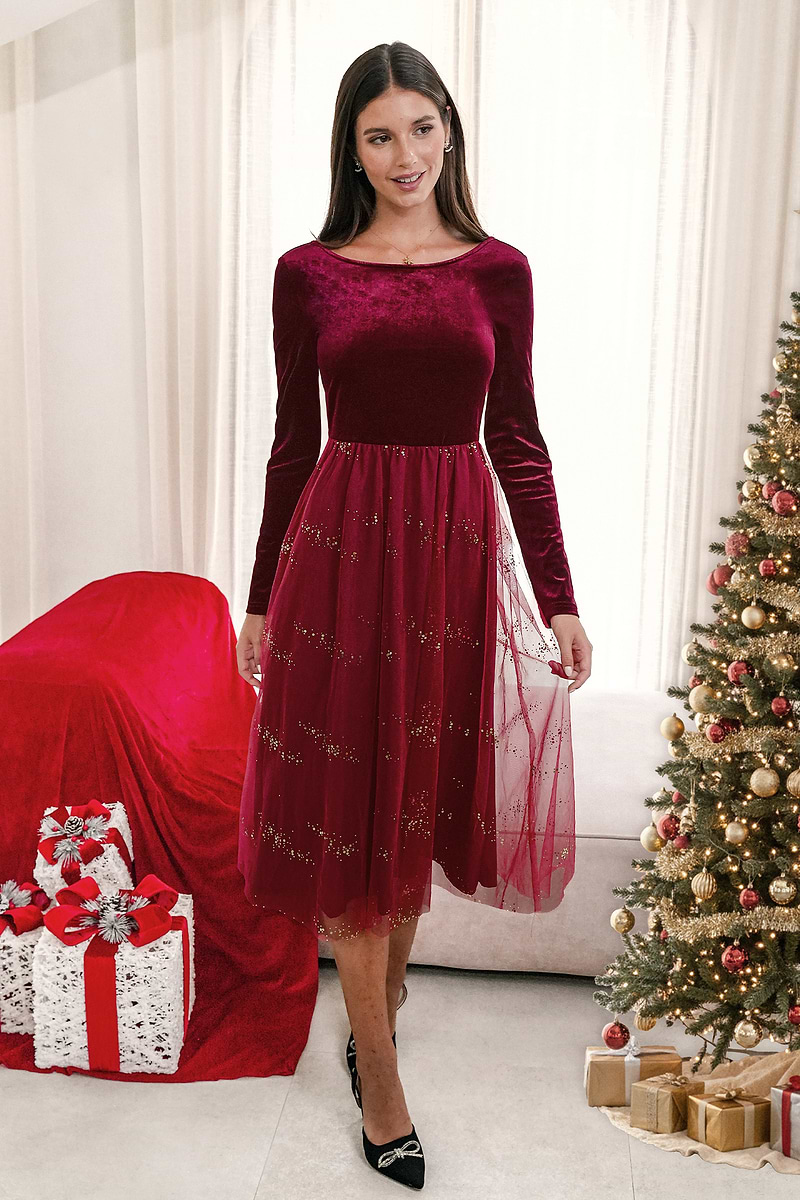 Gold Dust Red Midi Dress