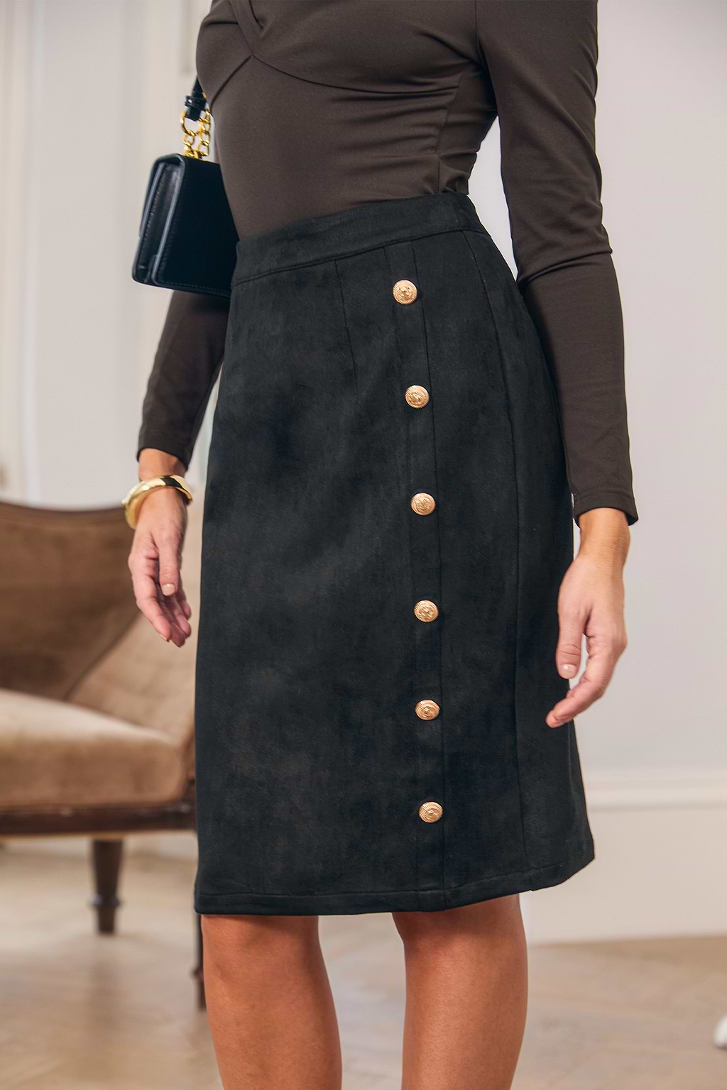 Magnetic Black Midi Skirt