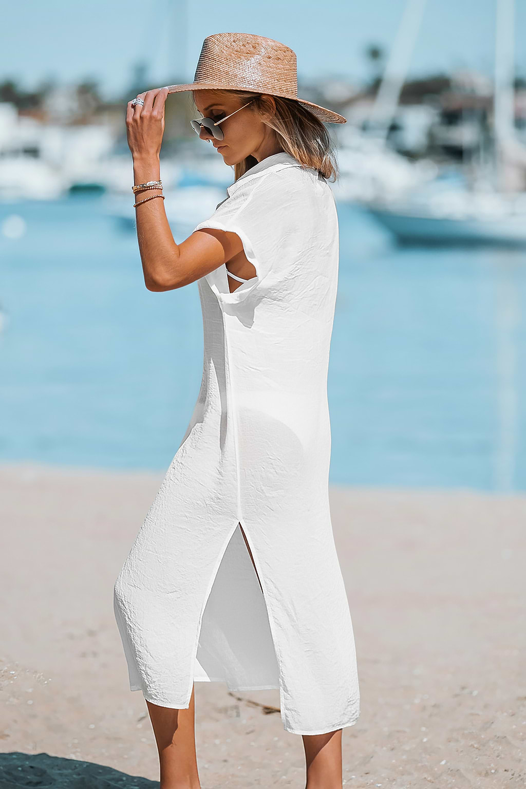 Buttoned Cover-Up Midi Dress