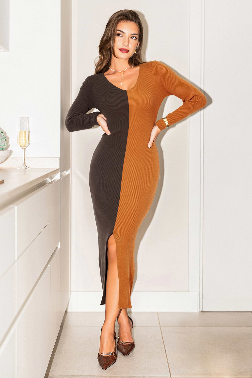 Spice Cortado Two-Toned Knit Dress
