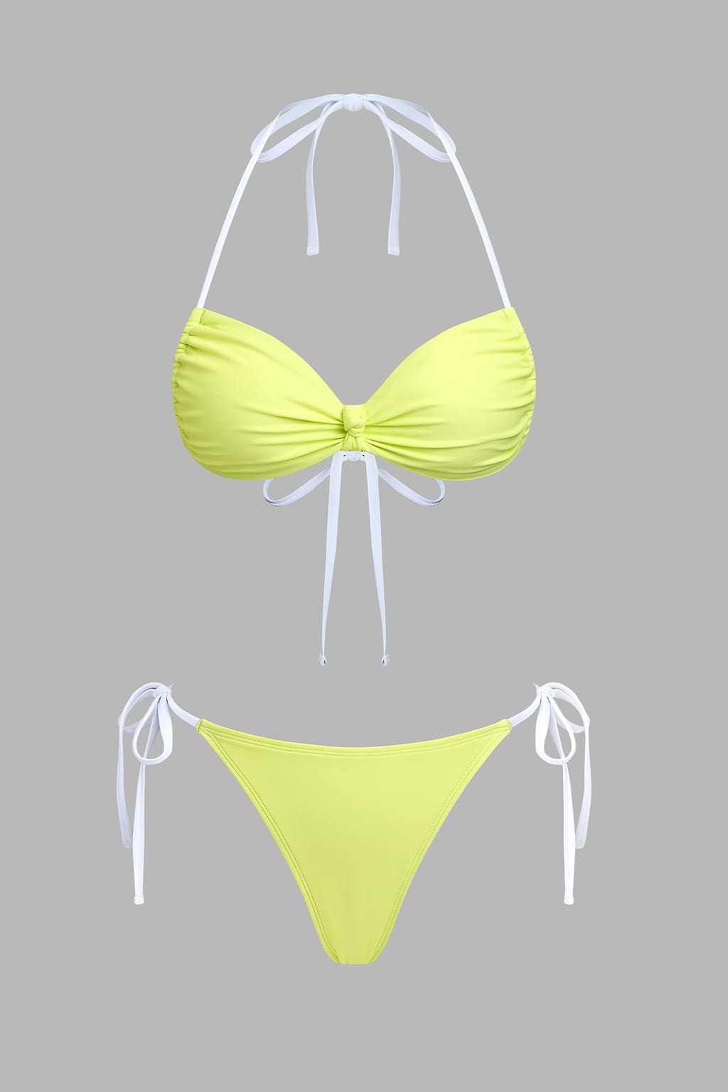 Gelbes Low-Waist Neckholder-Bikini-Set