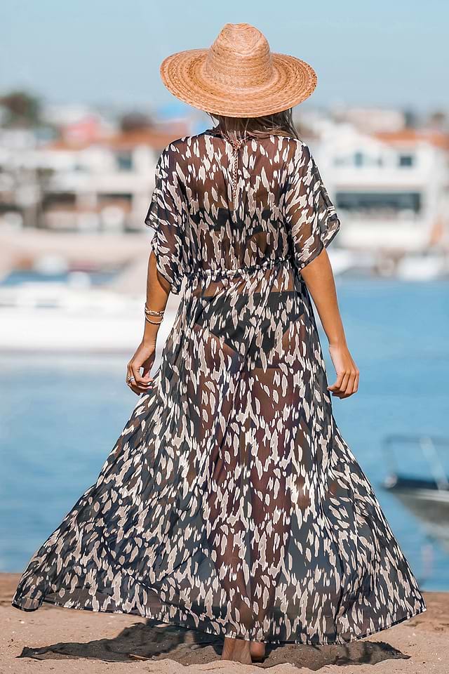 Moon & Spoon Leopard Print Swim Cover-Up Kimono