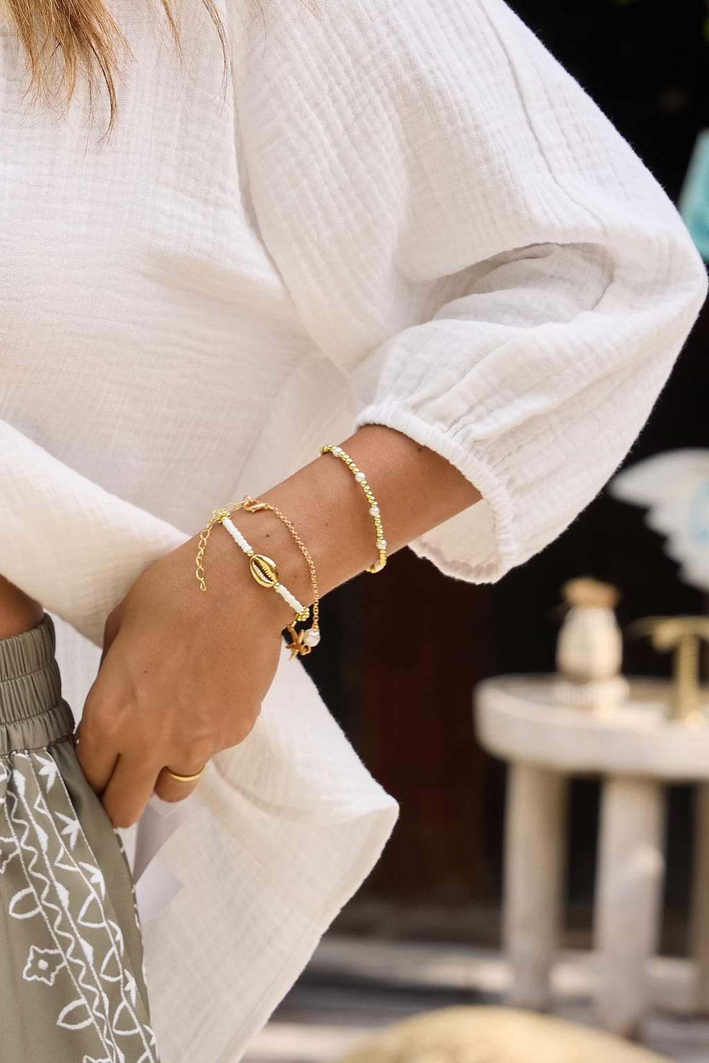 Sea Foam Treasures Beaded Bracelet Set