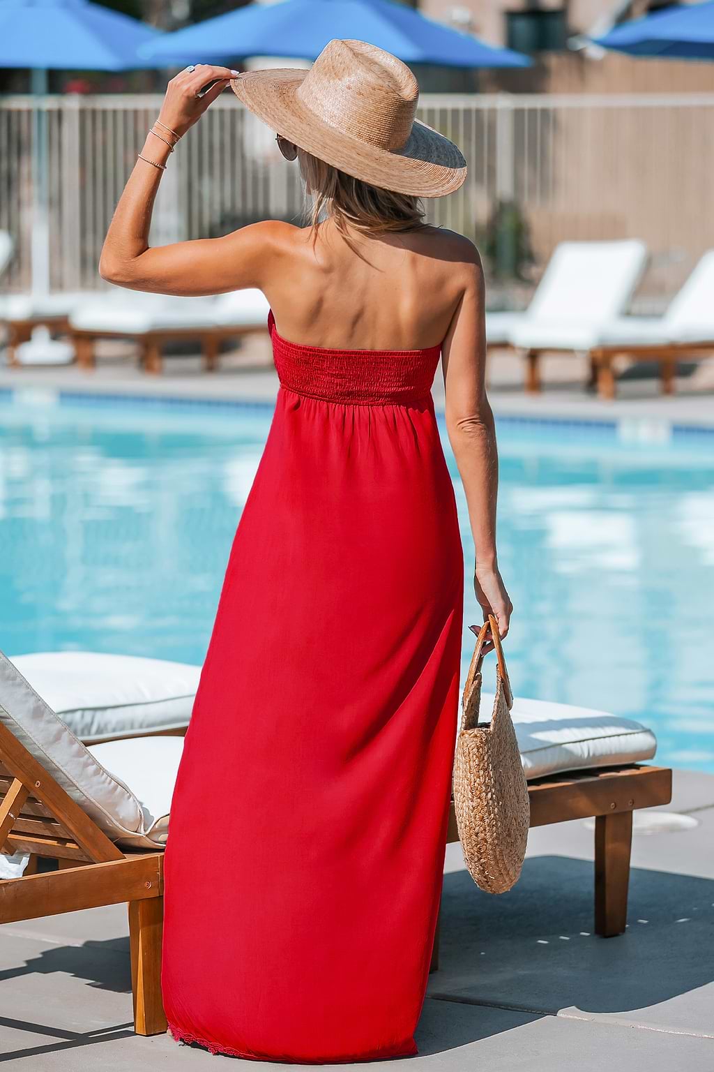 Niedzielna Spritz Czerwona Długa Sukienka