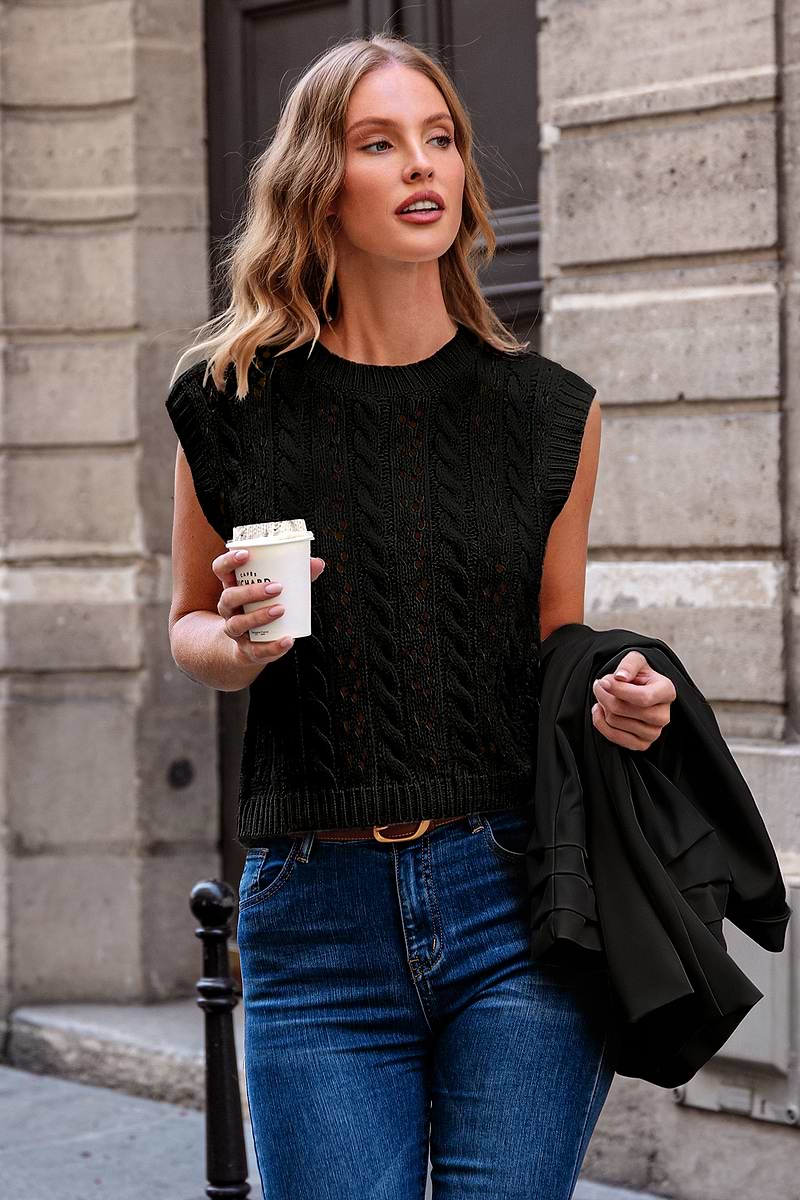 Pull débardeur col rond