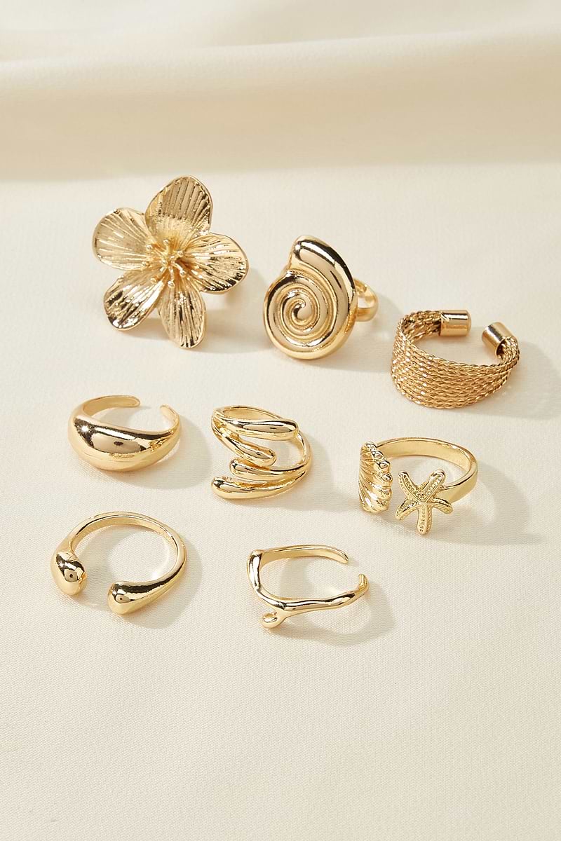 In the Palm Shade Gold-Tone Ring Set