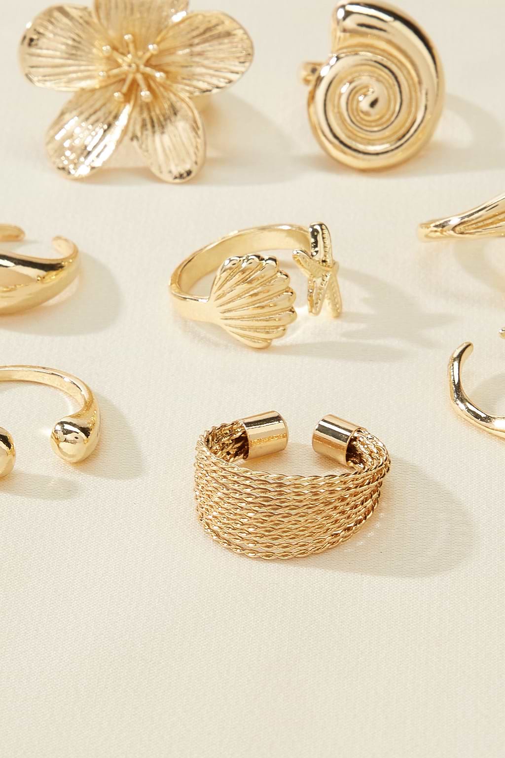 In the Palm Shade Gold-Tone Ring Set