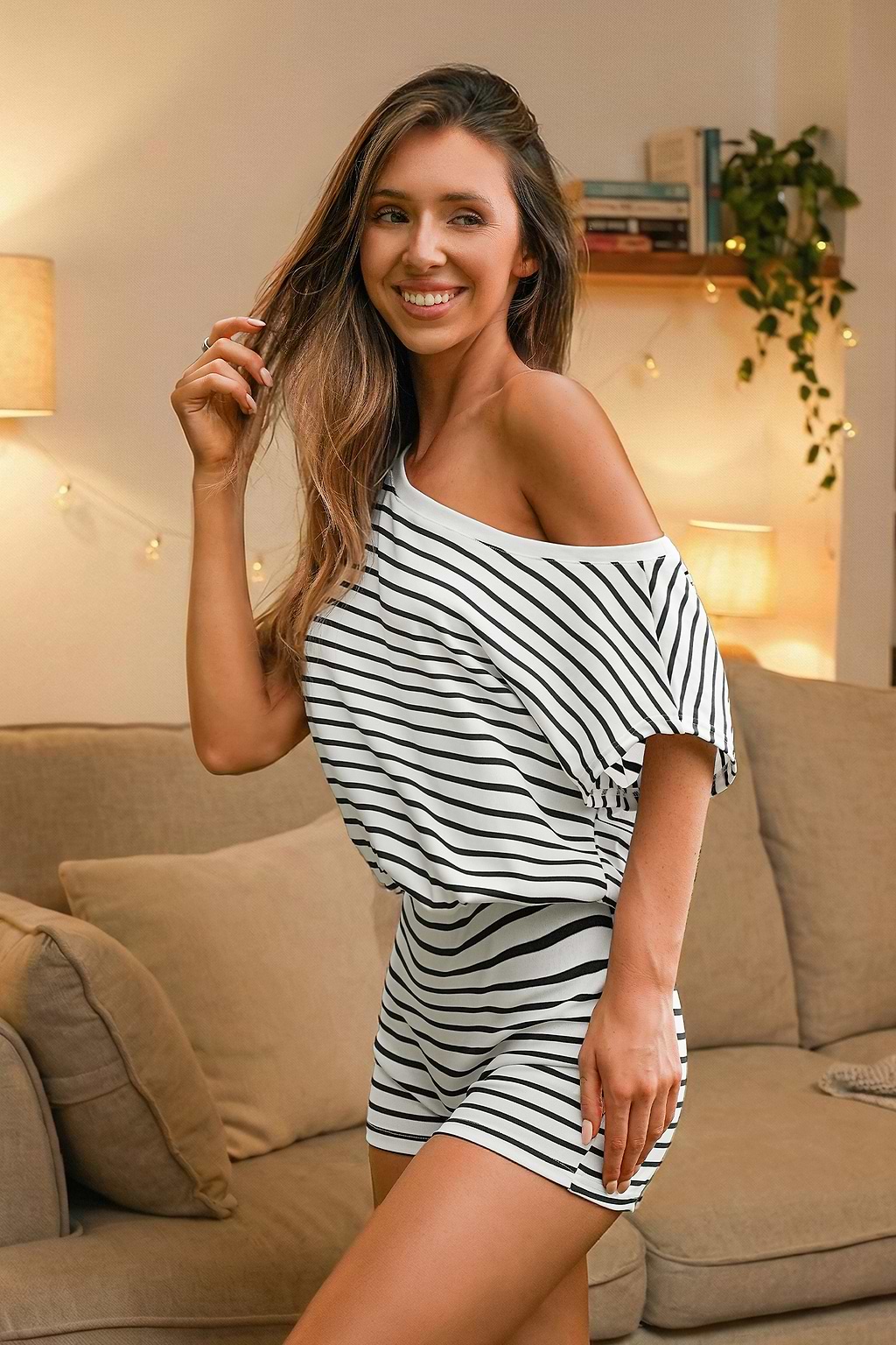 So Niche Striped Onesie Pajama Set