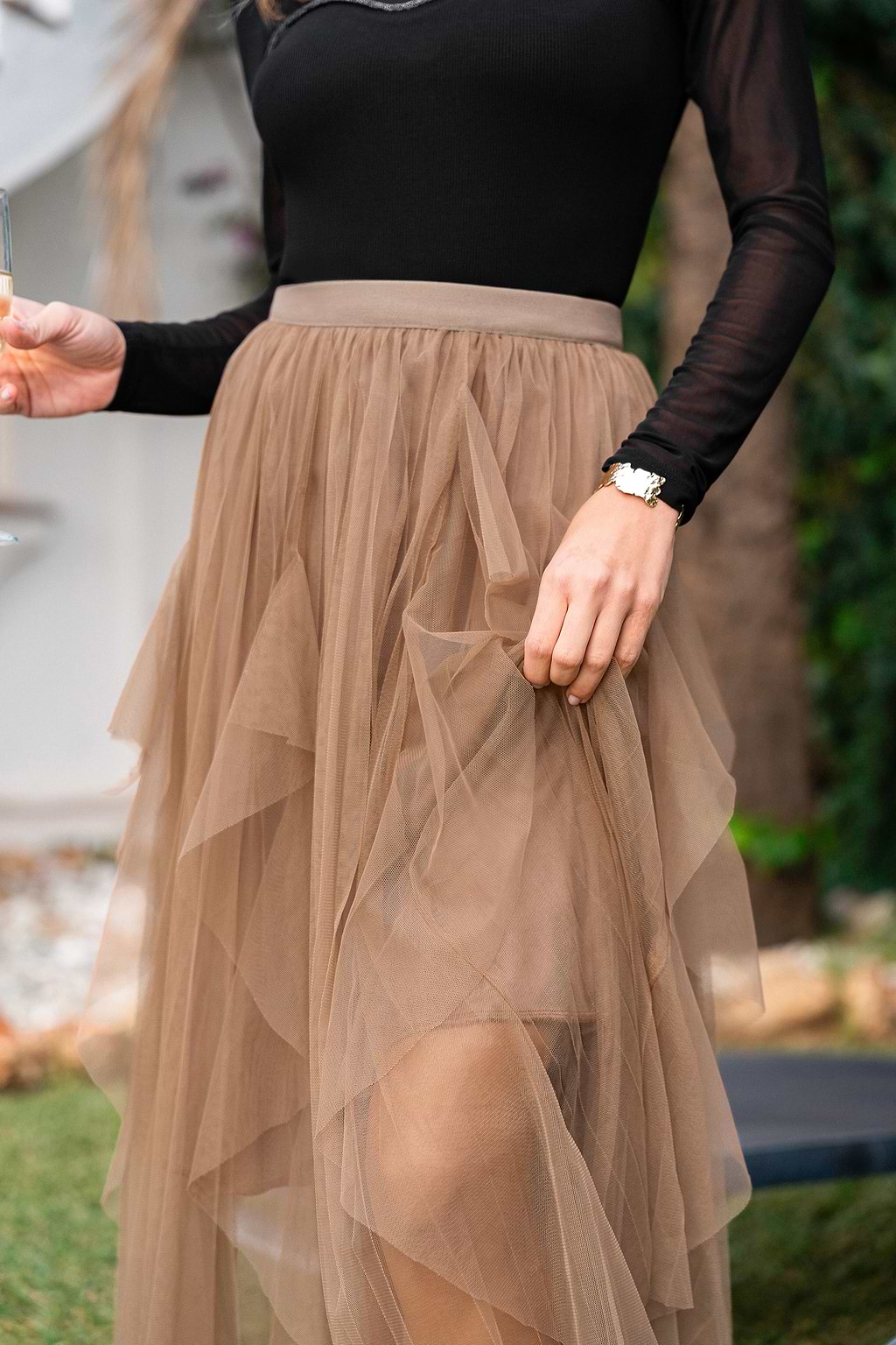 Champagne Wishes Brown Midi Skirt