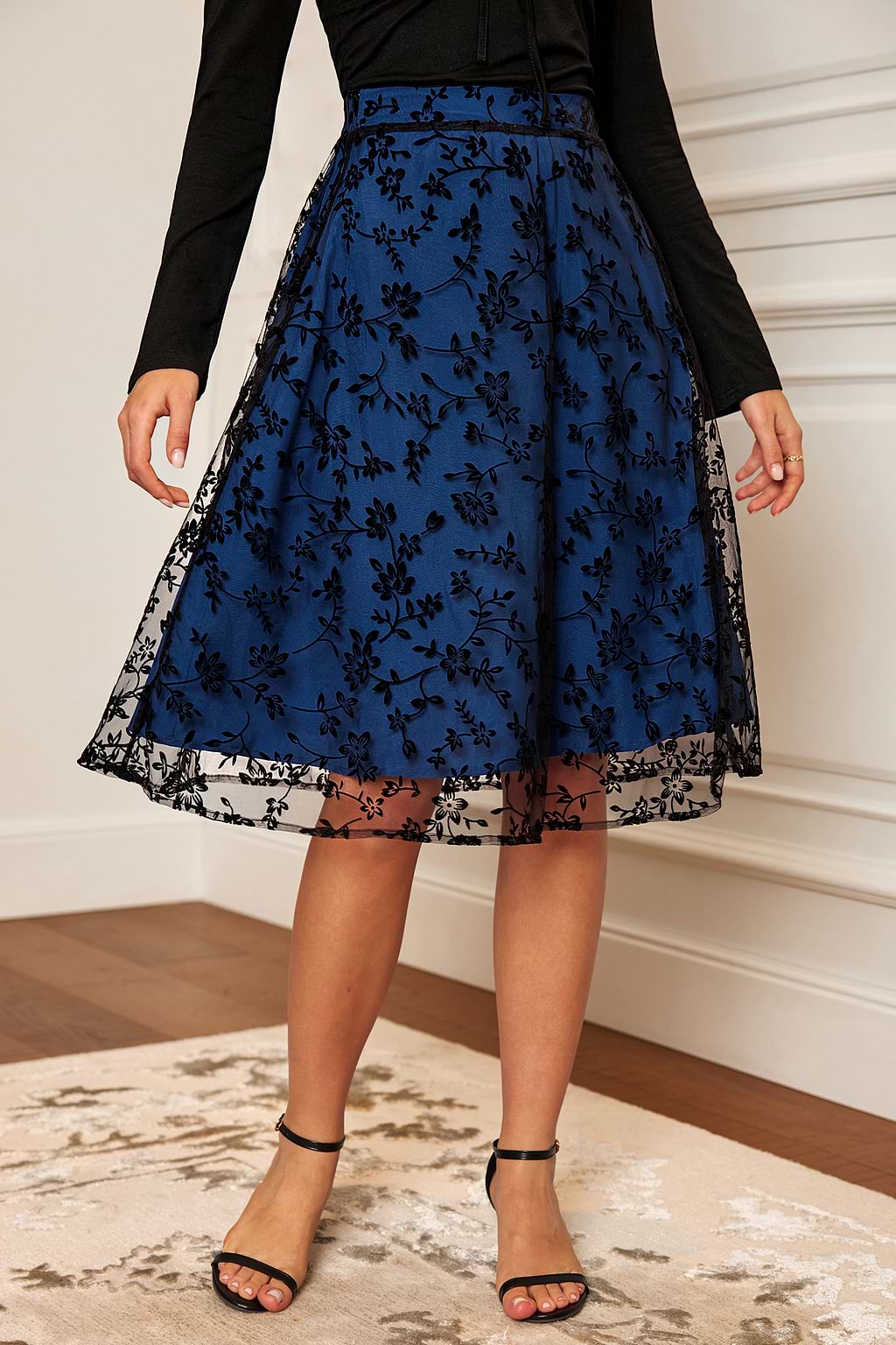 Spódnica midi Saphire Blooms Floral