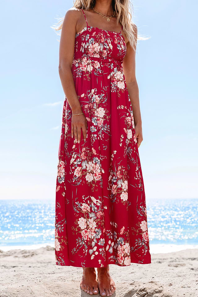 red floral bohemian dress Vkekieo Summer Dress For Women Boho V-Neck Short Sleeve Floral Red XL, Women's, Size: 10