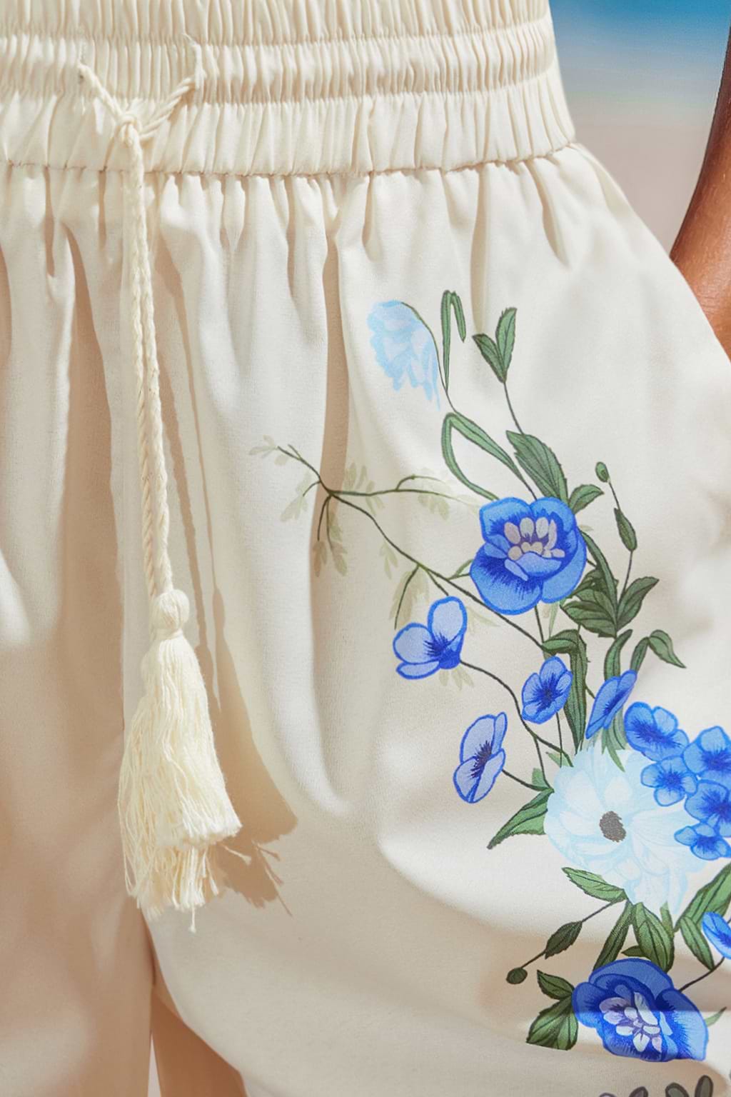 Blue Blossoms Floral Cover-Up Shorts
