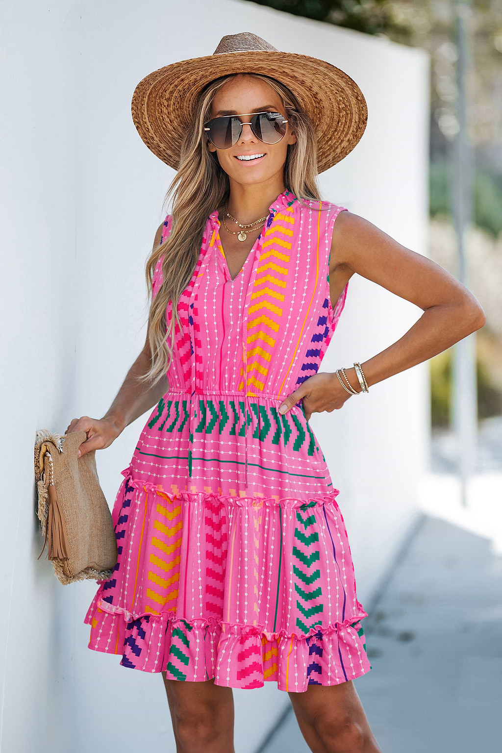 Dragon Fruit Abstract Mini Dress