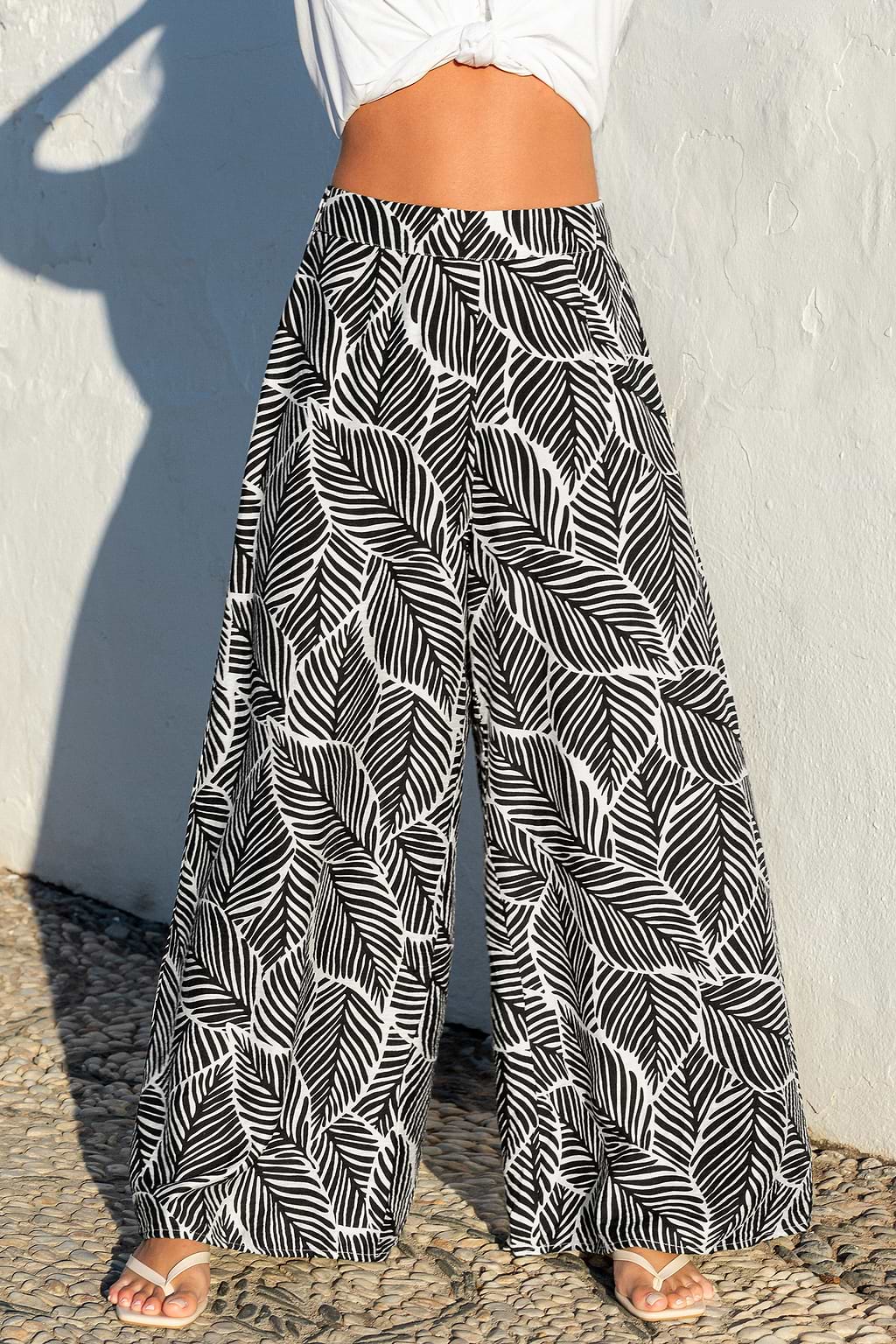 Schwarze Tropische Stoffhose