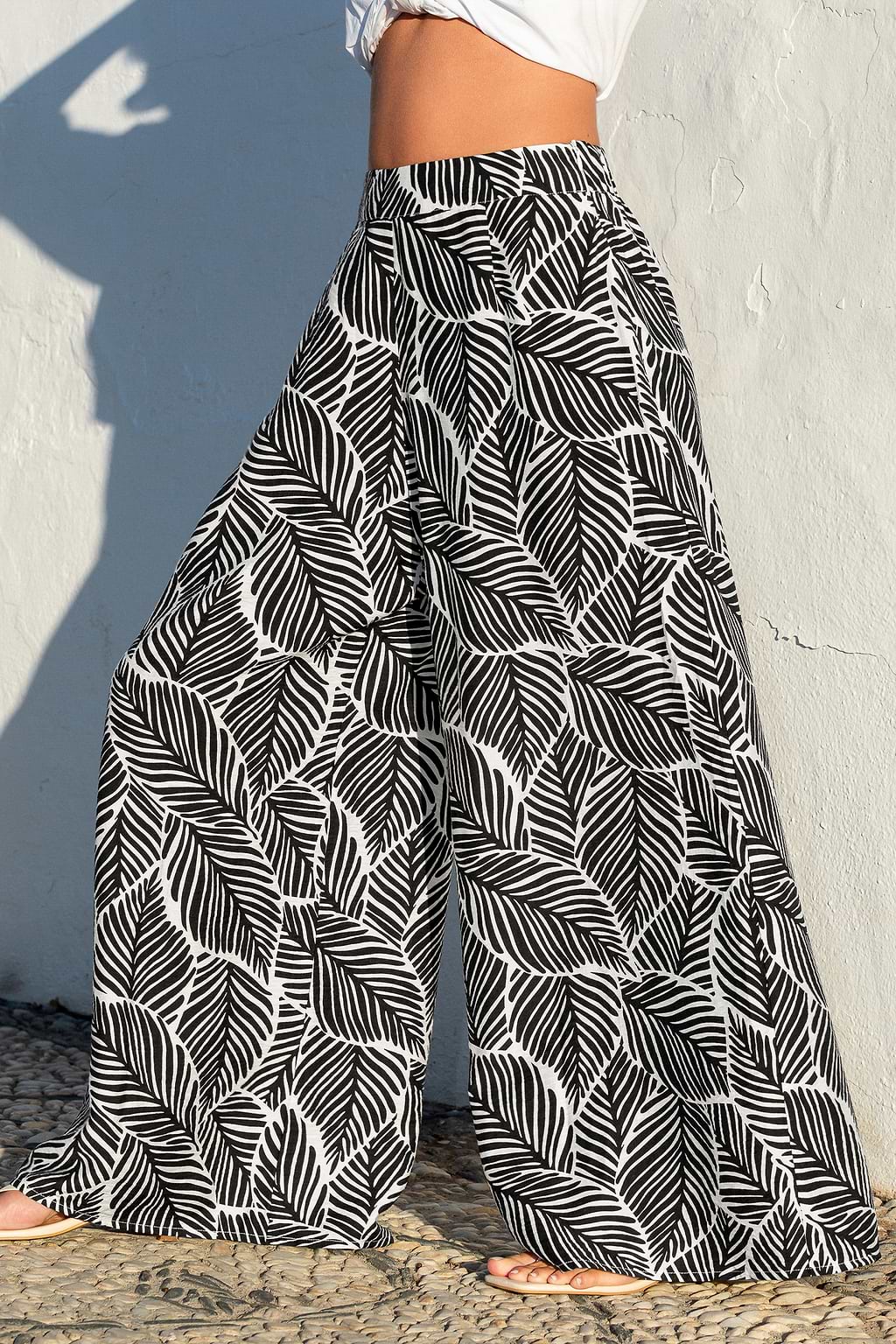 Schwarze Tropische Stoffhose