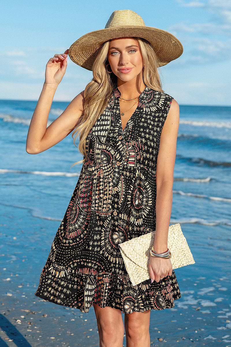 Majestic Abstract Cover-Up Mini Dress