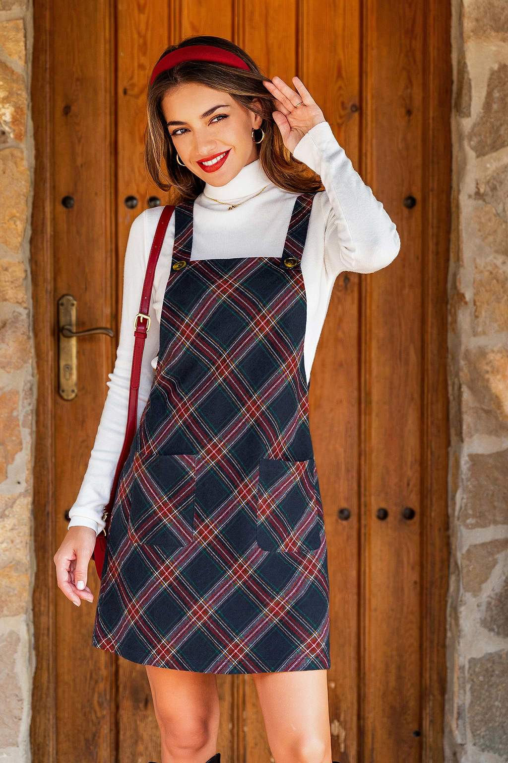 Maple Path Plaid Mini Dress