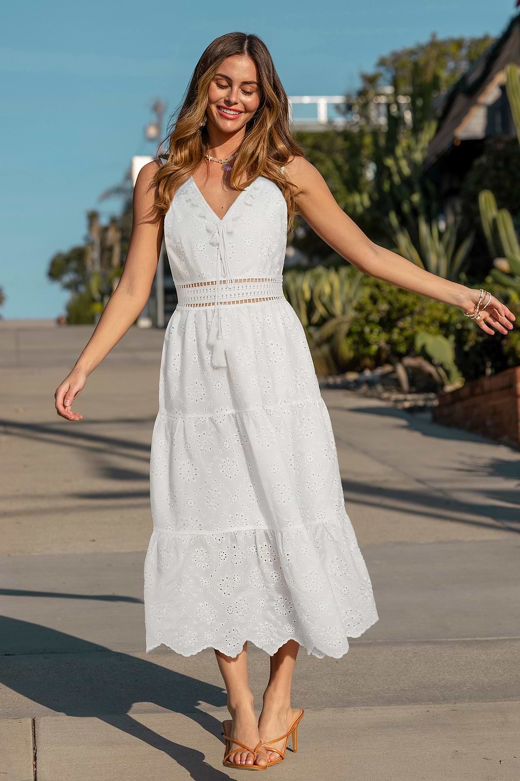 Tropical Wind White Maxi Dress
