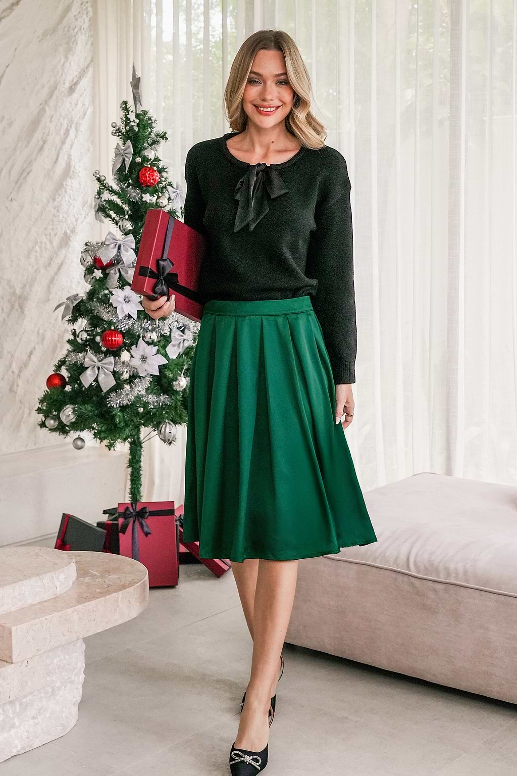 Ritz Green Midi Skirt