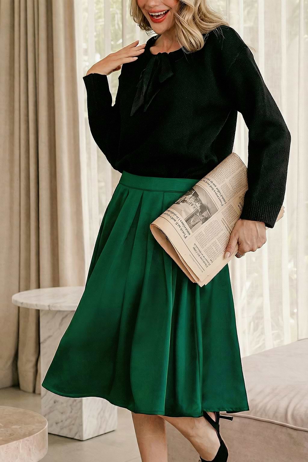 Ritz Green Midi Skirt