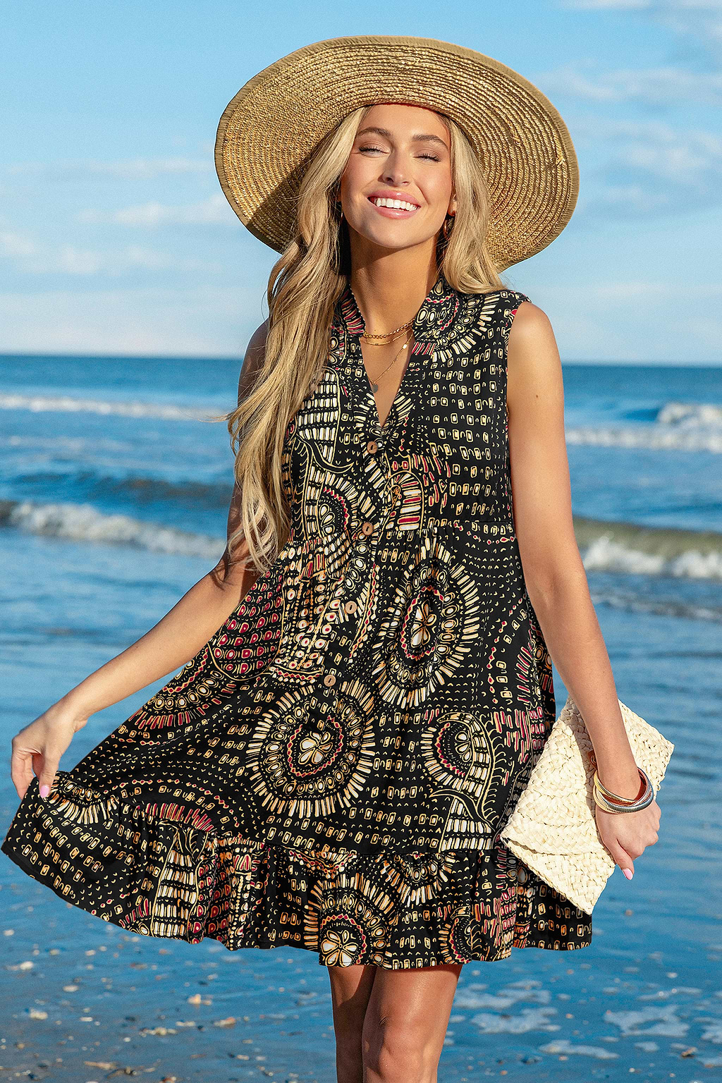 Majestic Abstract Cover-Up Mini Dress
