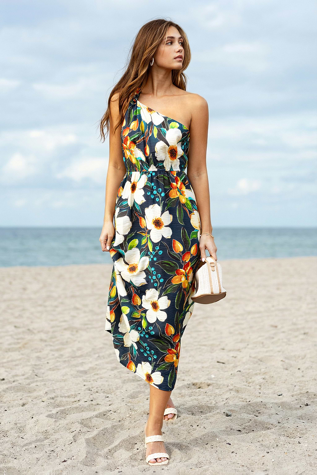 Bahamas Glow Floral Midi Dress