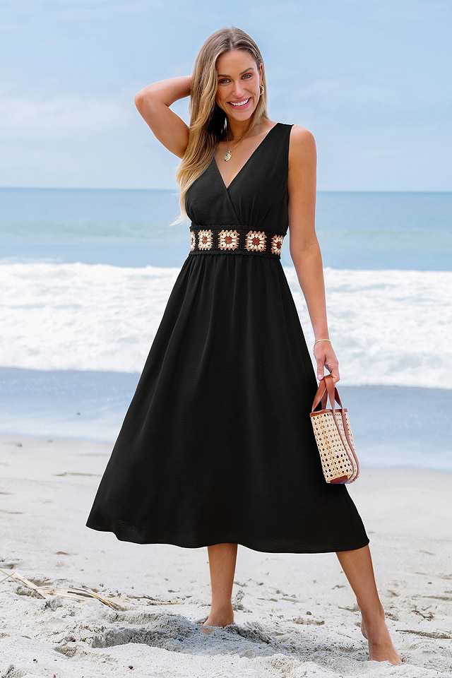 amazon prime black dress Sleeveless V-Neck Maxi for Vacation TB235