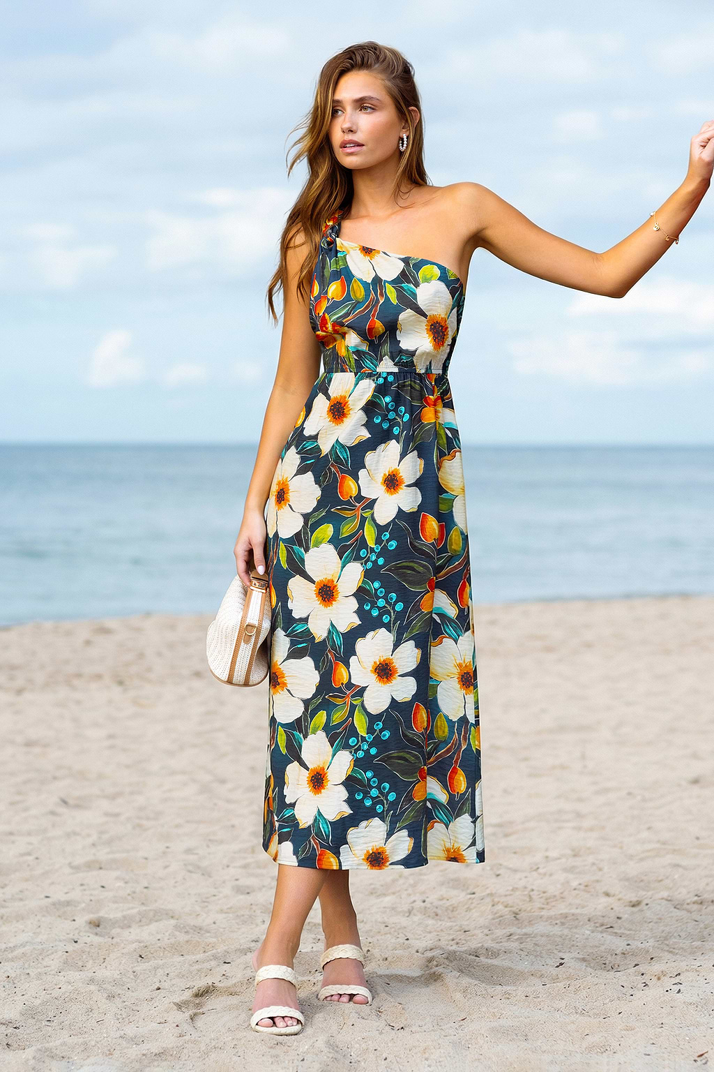 Bahamas Glow Floral Midi Dress