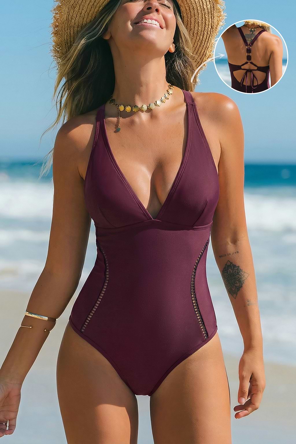 Vintage Sherry Purple One-Piece Swimsuit