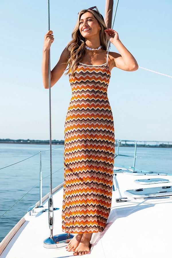 open lace back dress 70s Wavy Stripes Maxi Dress, Retro Vintage Orange Long Spaghetti Straps Flowy Women Sleeveless Designer Plus Size Cocktail Party Summer L / White