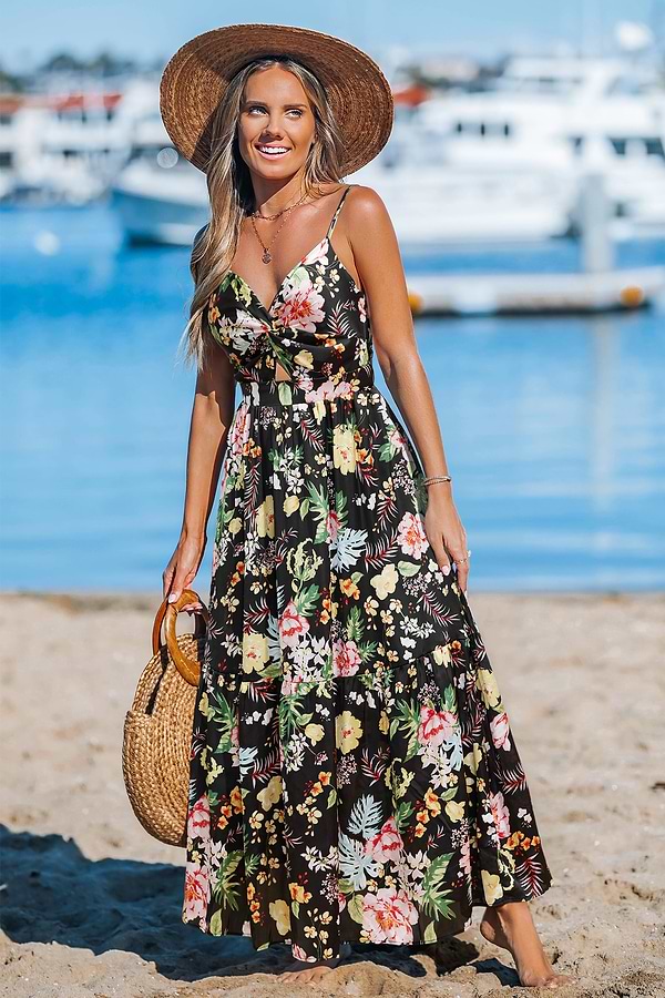 knee length dresses for ladies Baltic Born Womens Sonoma Off Shoulder Maxi Dress | Green Multi main image 0