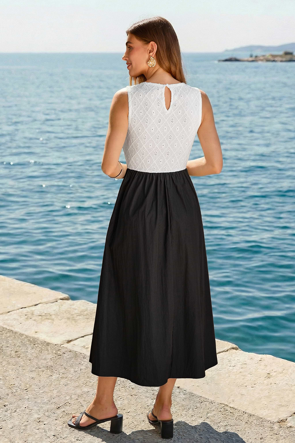 Dwukolorowa sukienka midi w stylu showbiznesu