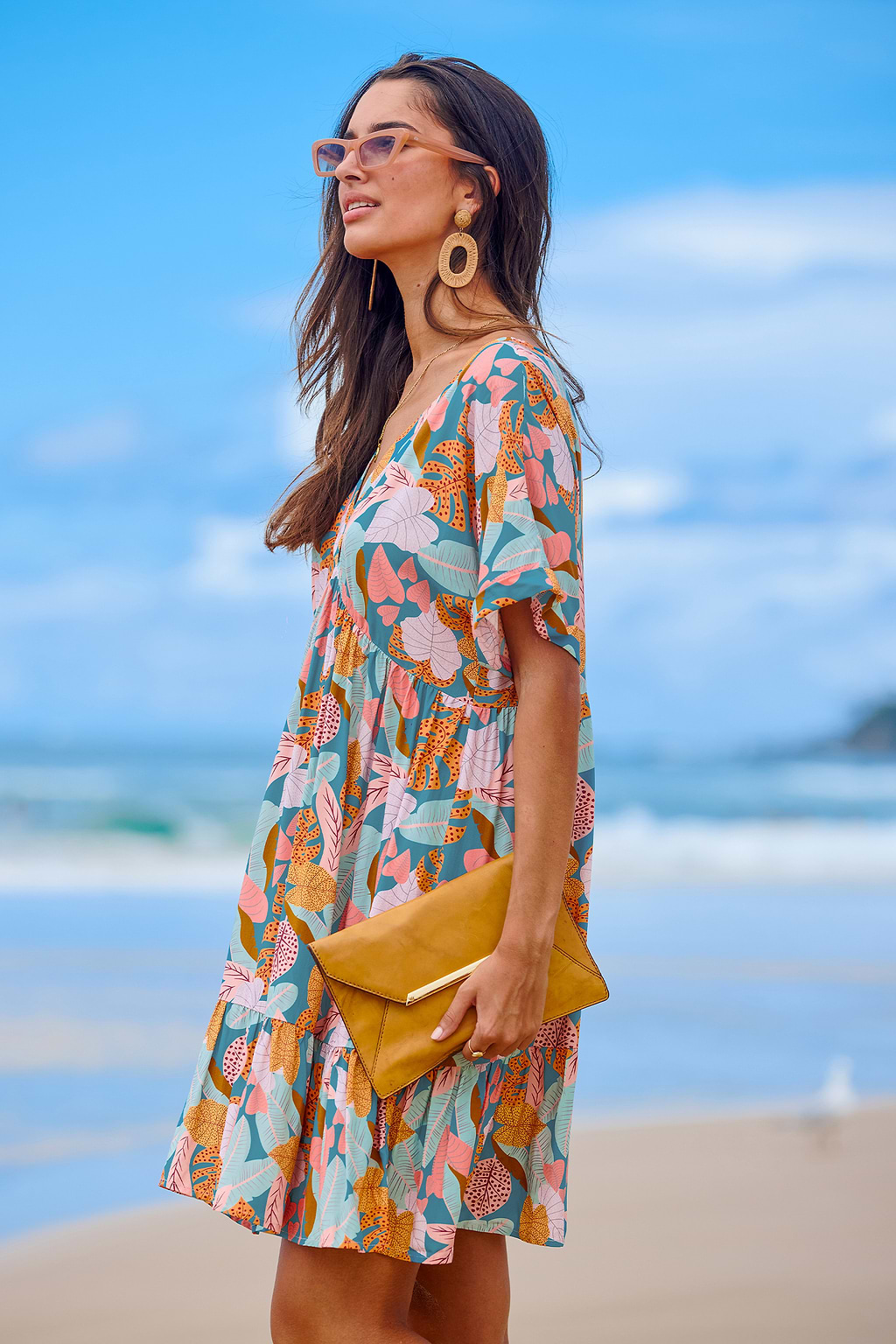 Soft Tropics Short Sleeve Mini Dress