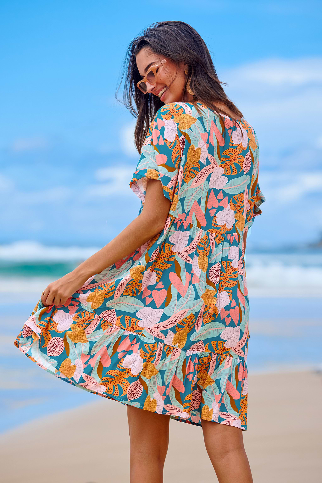 Soft Tropics Short Sleeve Mini Dress