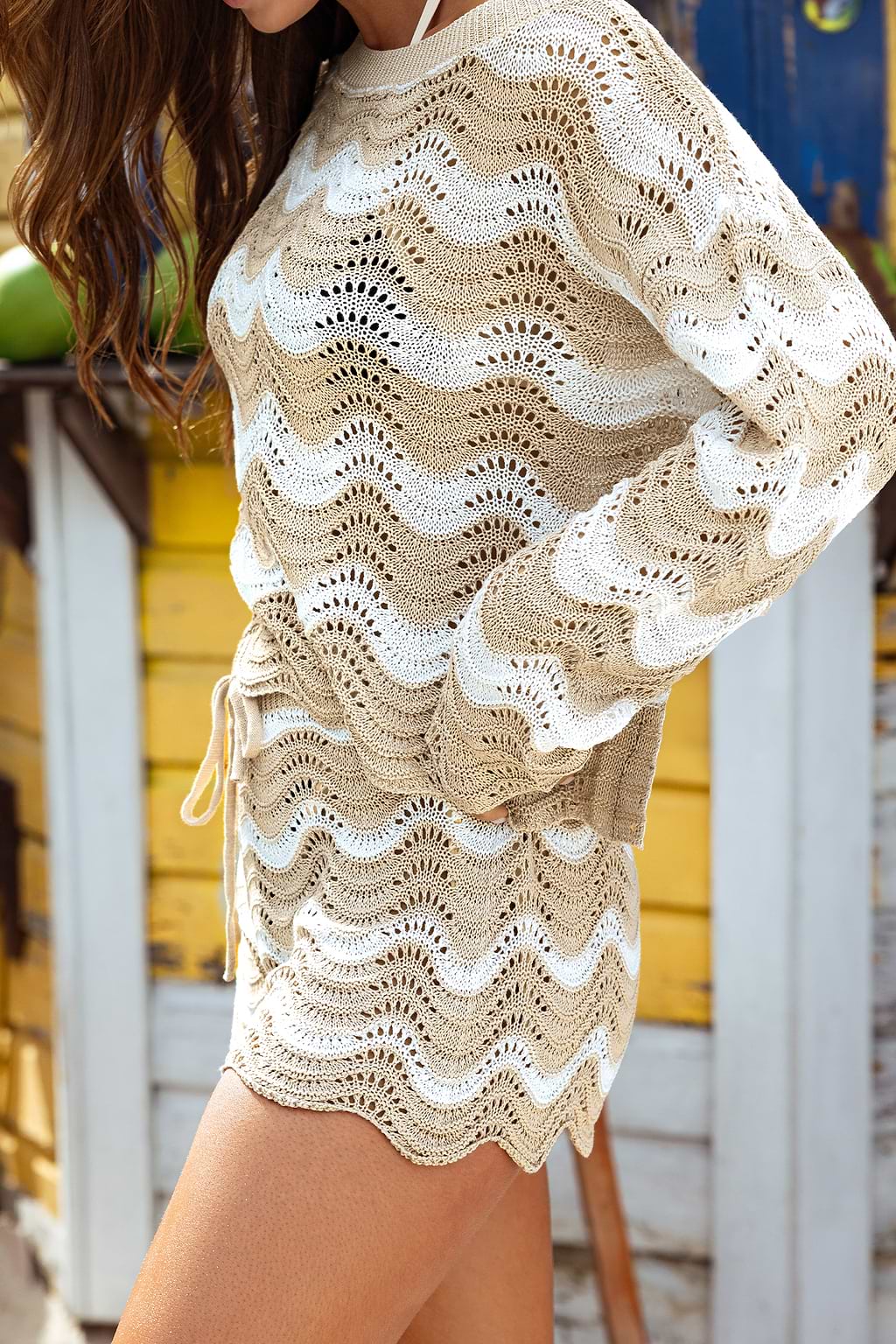 Coral Garden Striped Cover-Up Shorts