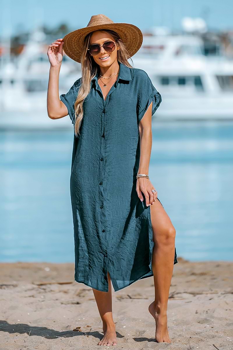 Bella Vista Aqua Cover-Up Maxi Dress